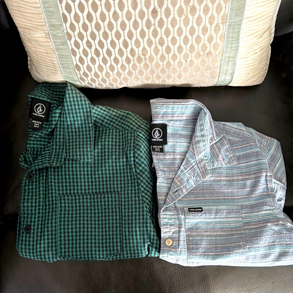 Bundle Volcom Green and Blue Casual Button Down Shirts for boys